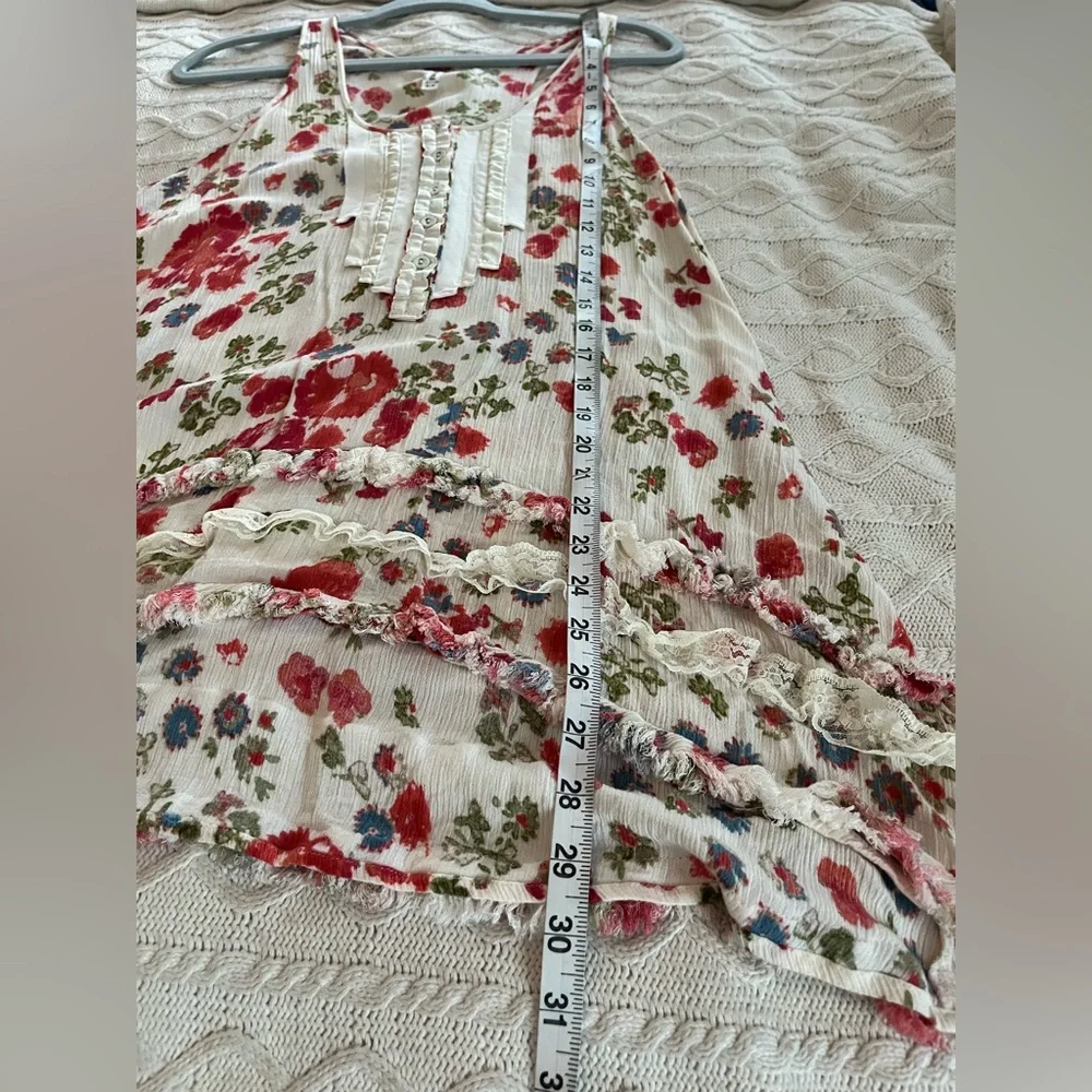 Free People Floral Sleeveless Hi-Low Blouse Summer Women’s Size Medium - Picture 6 of 15